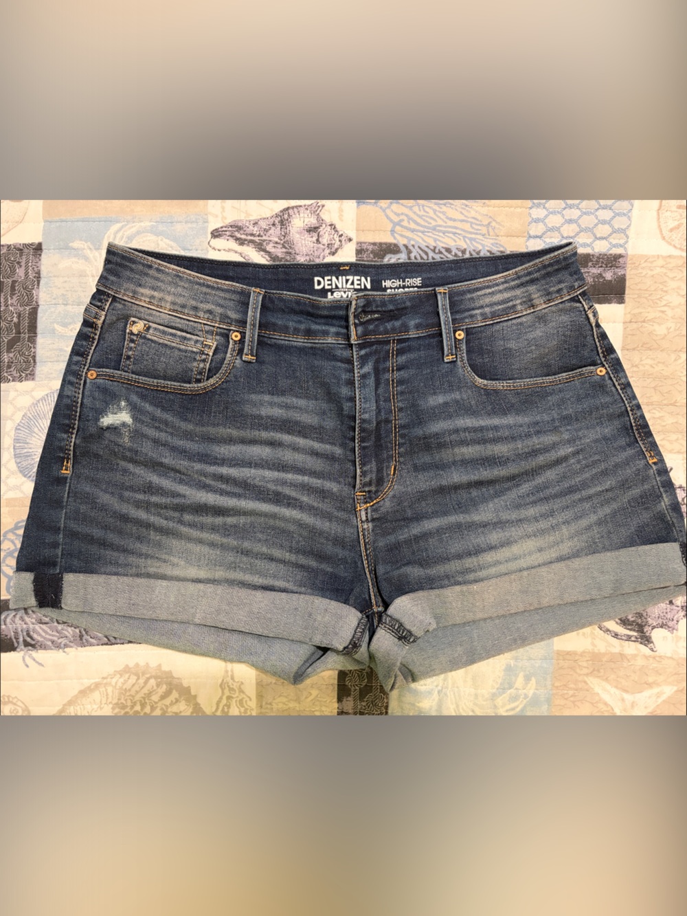 Denizen from Levi’s High Rise Rolled Hem Denim Shorts - Blue